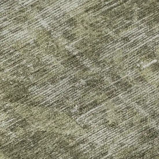 8' X 8' Olive Green And Silver Oriental Washable Round Rug With UV Protection Photo 7