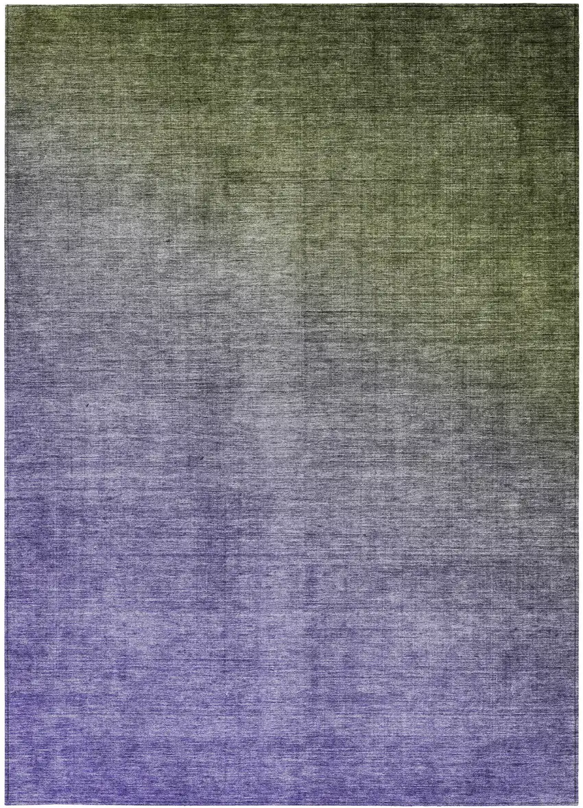 3' X 4' Olive Green and Purple Ombre Washable Non Skid Indoor Outdoor Area Rug Photo 5