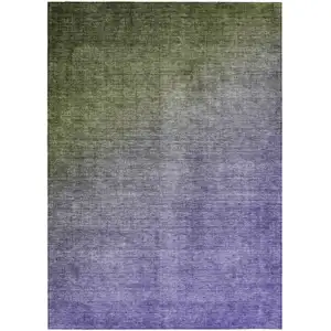 Photo of 3' X 4' Olive Green and Purple Ombre Washable Non Skid Indoor Outdoor Area Rug