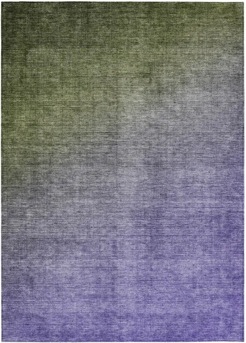 3' X 4' Olive Green and Purple Ombre Washable Non Skid Indoor Outdoor Area Rug Photo 2