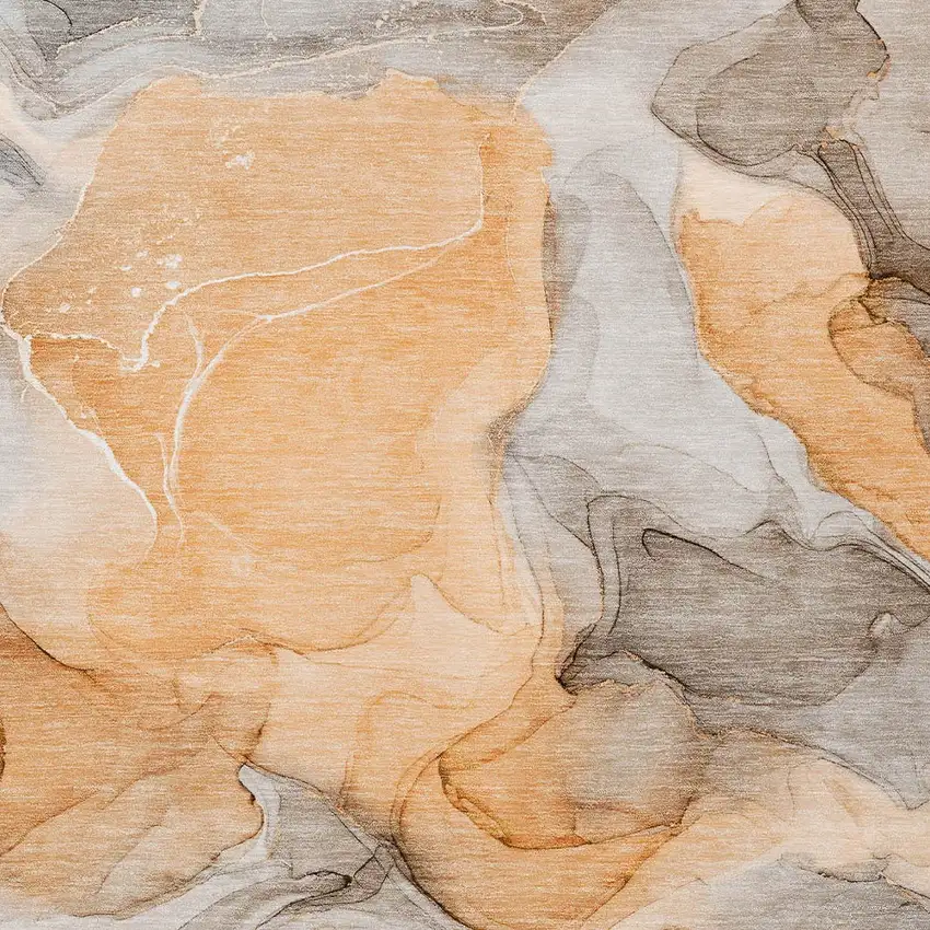 Orange Abstract Washable Non Skid Indoor Outdoor Area Rug Photo 6