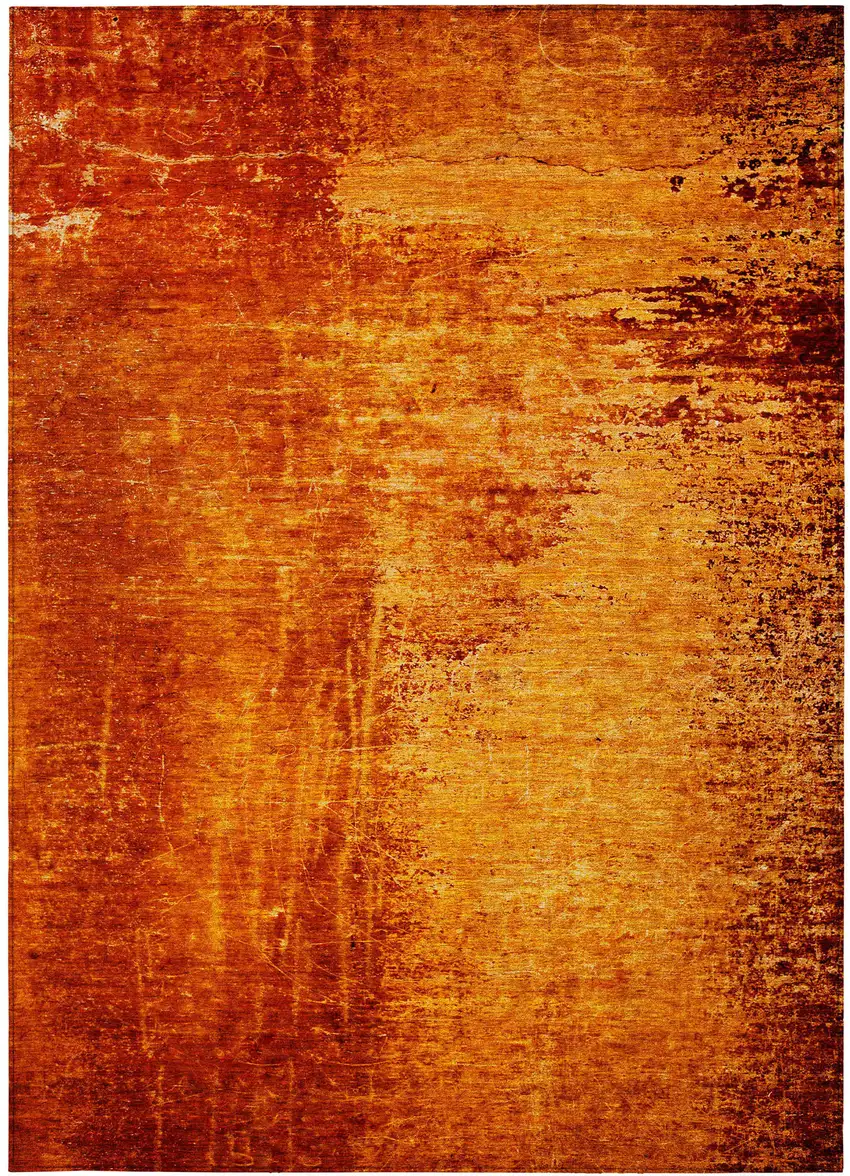 3' X 4' Orange Abstract Washable Non Skid Indoor Outdoor Area Rug Photo 5