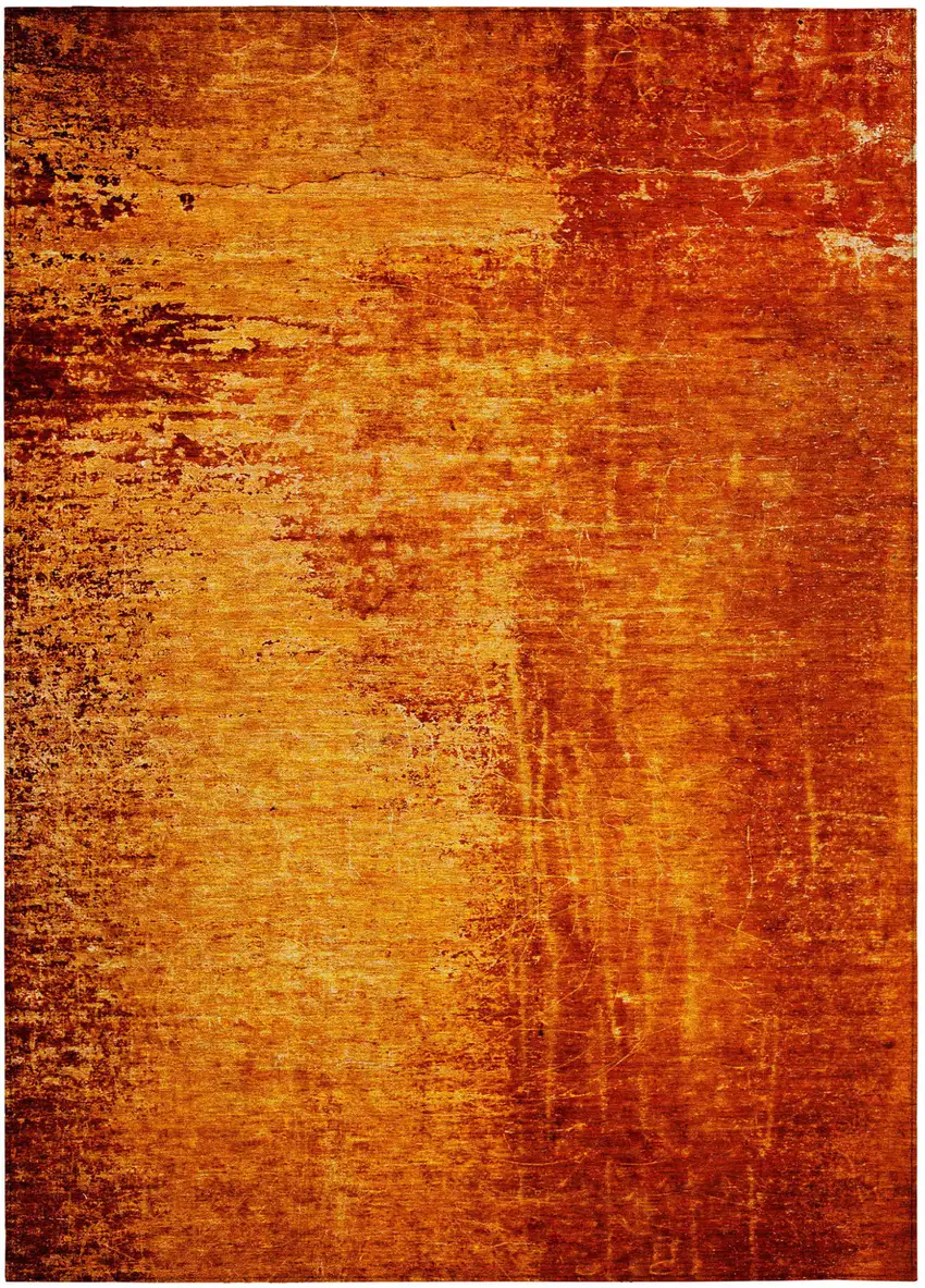 Orange Abstract Washable Non Skid Indoor Outdoor Area Rug Photo 2
