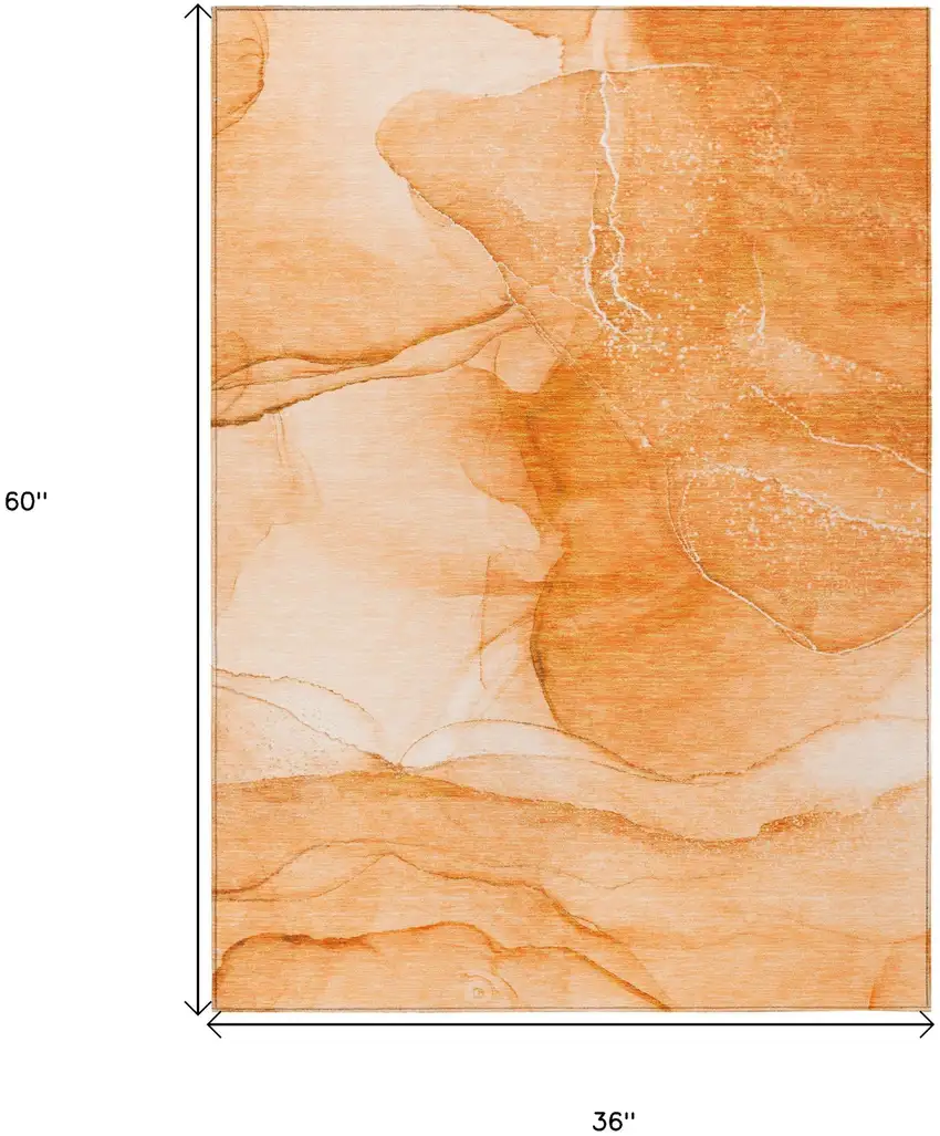 Orange Abstract Washable Non Skid Indoor Outdoor Area Rug Photo 3