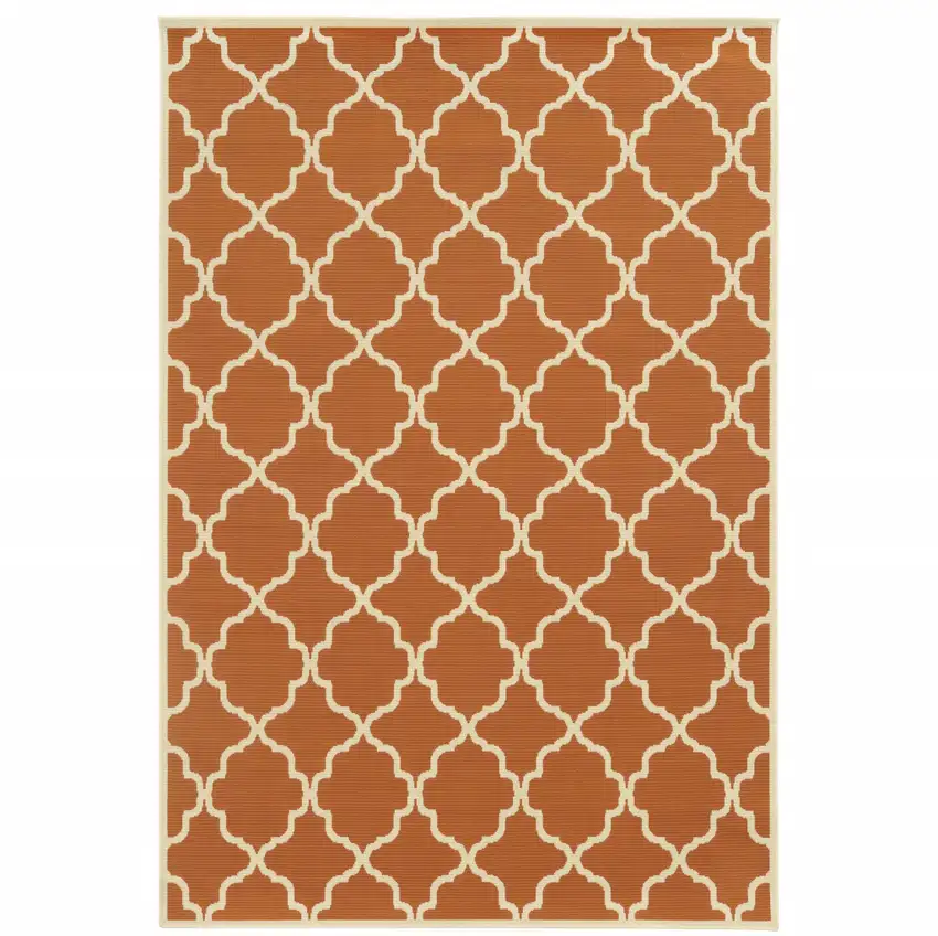3' X 5' Orange Geometric Stain Resistant Indoor Outdoor Area Rug Photo 1