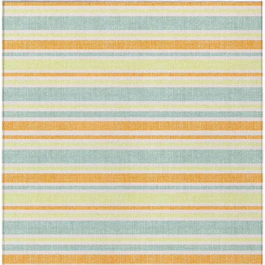 Orange Striped Washable Non Skid Indoor Outdoor Area Rug Photo 7