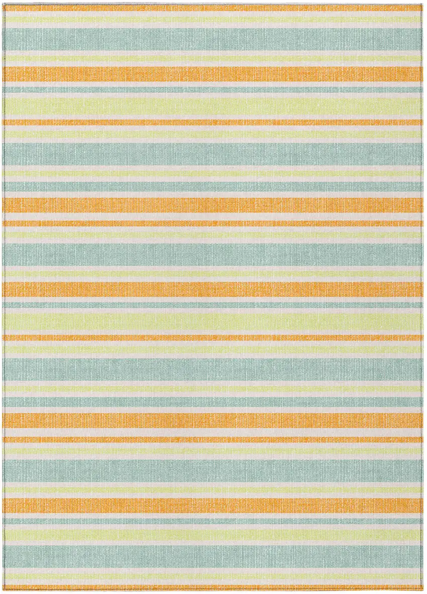 Orange Striped Washable Non Skid Indoor Outdoor Area Rug Photo 1