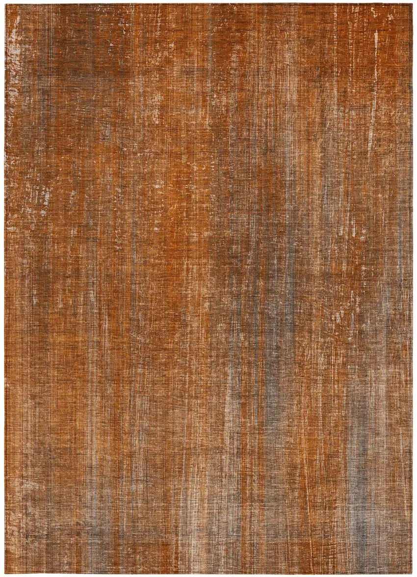 Orange Striped Washable Non Skid Indoor Outdoor Area Rug Photo 4