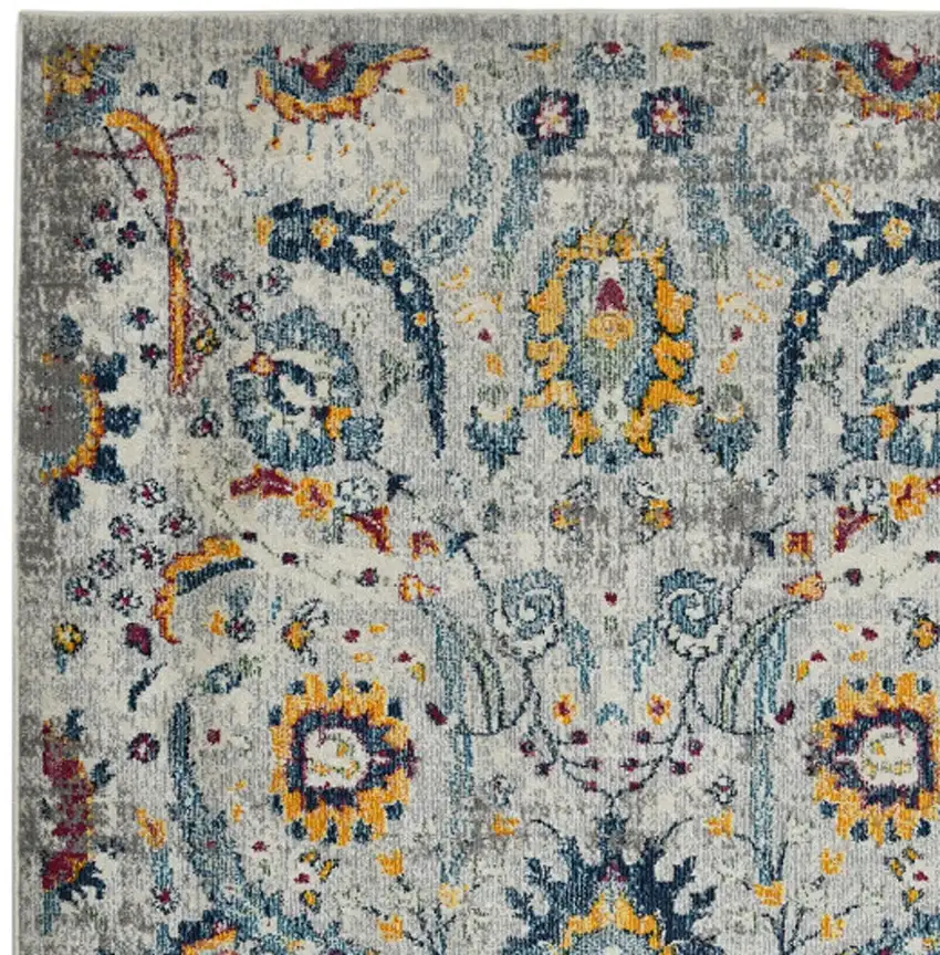 3' X 5' Orange and Ivory Floral Power Loom Area Rug Photo 7