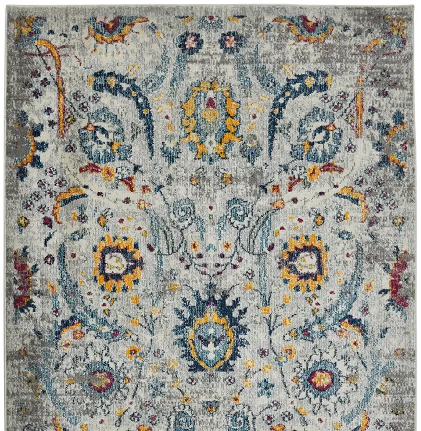 3' X 5' Orange and Ivory Floral Power Loom Area Rug Photo 8