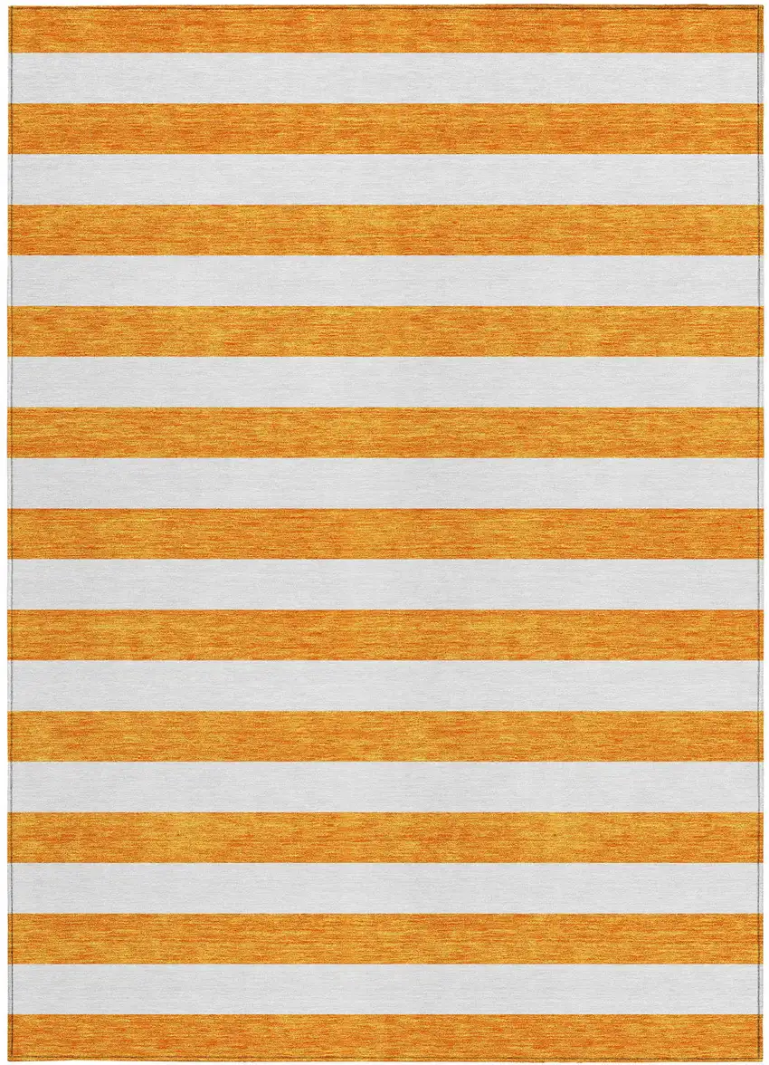 3' X 4' Orange and White Striped Washable Non Skid Indoor Outdoor Area Rug Photo 5