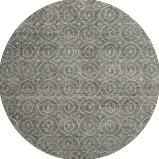 8' X 8' Pewter And Gray Geometric Washable Round Rug With UV Protection Photo 2