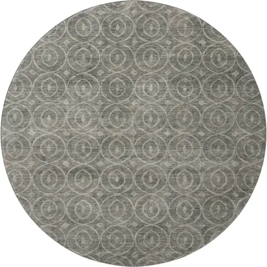 8' X 8' Pewter And Gray Geometric Washable Round Rug With UV Protection Photo 3