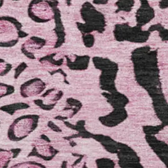 8' X 8' Pink And Black Animal Print Washable Round Rug With UV Protection Photo 2