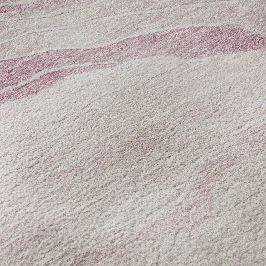 8' X 8' Pink And Ivory Striped Washable Round Rug With UV Protection Photo 8