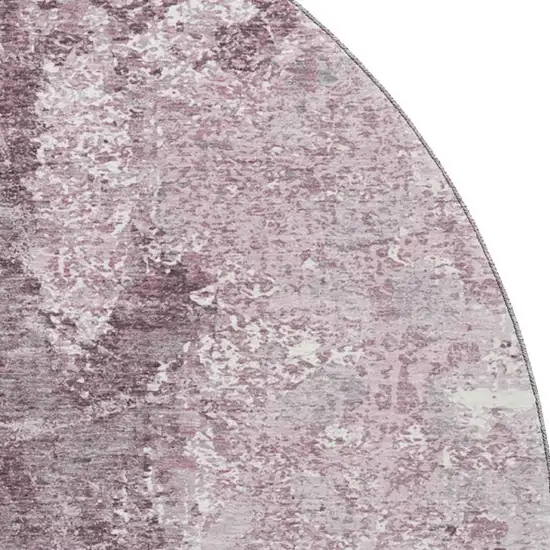 8' X 8' Pink Charcoal And Ivory Abstract Washable Round Rug With UV Protection Photo 2