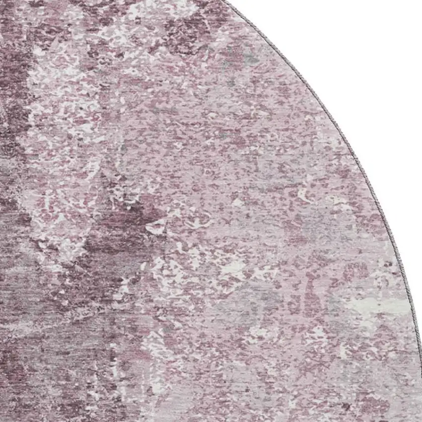 8' X 8' Pink Charcoal And Ivory Abstract Washable Round Rug With UV Protection Photo 2