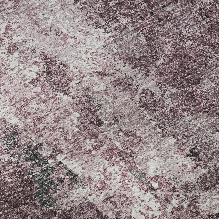 8' X 8' Pink Charcoal And Ivory Abstract Washable Round Rug With UV Protection Photo 8