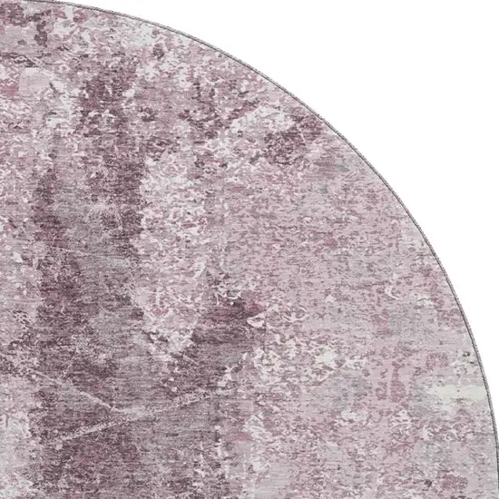 8' X 8' Pink Charcoal And Ivory Abstract Washable Round Rug With UV Protection Photo 3