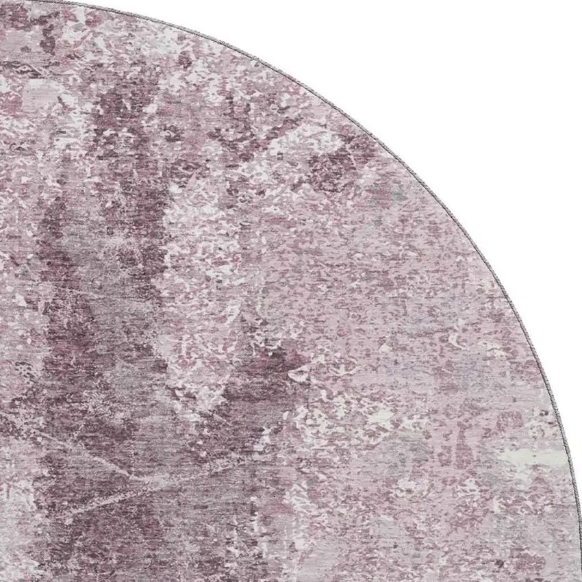 8' X 8' Pink Charcoal And Ivory Abstract Washable Round Rug With UV Protection Photo 3