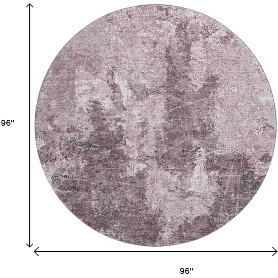 8' X 8' Pink Charcoal And Ivory Abstract Washable Round Rug With UV Protection Photo 9
