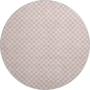 Photo of 8' X 8' Pink Ivory And Gray Geometric Washable Round Rug With UV Protection
