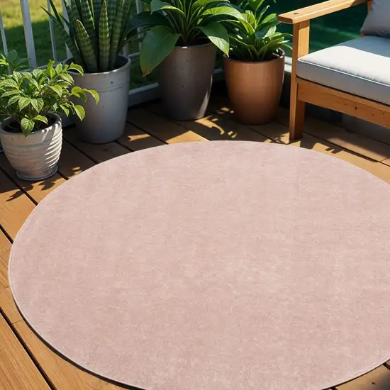 4' Pink Round Indoor Outdoor Area Rug Photo 2