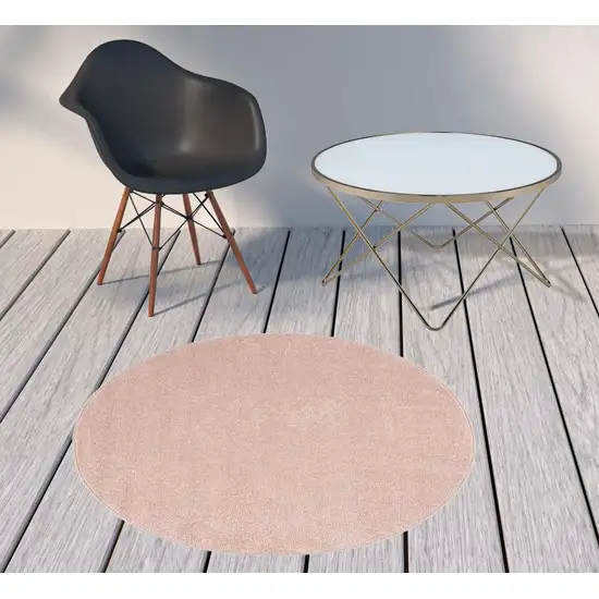 4' X 4' Pink Round Non Skid Indoor Outdoor Area Rug Photo 2