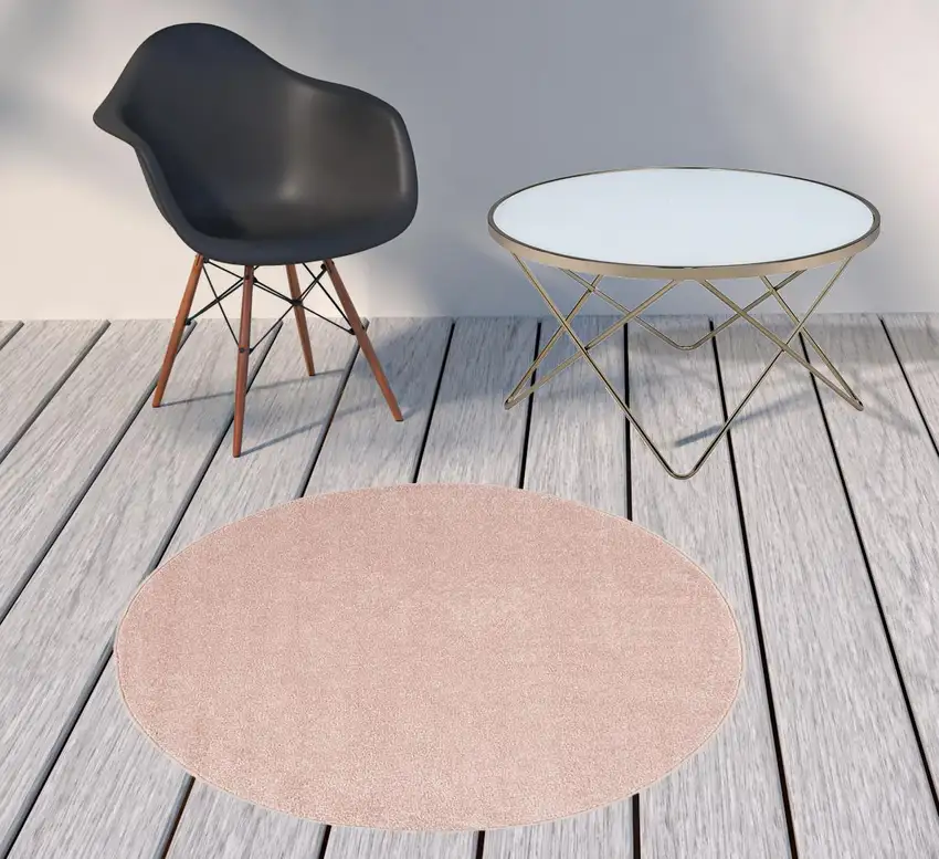 4' X 4' Pink Round Non Skid Indoor Outdoor Area Rug Photo 2