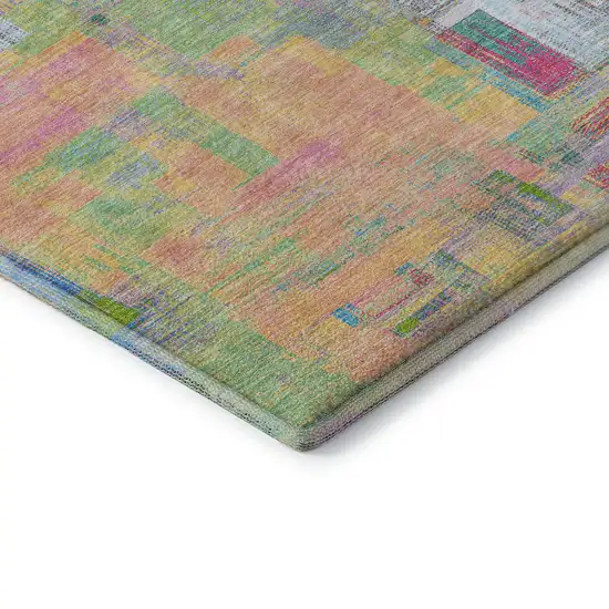 8' X 8' Pink Teal And Lime Green Abstract Washable Round Rug With UV Protection Photo 6