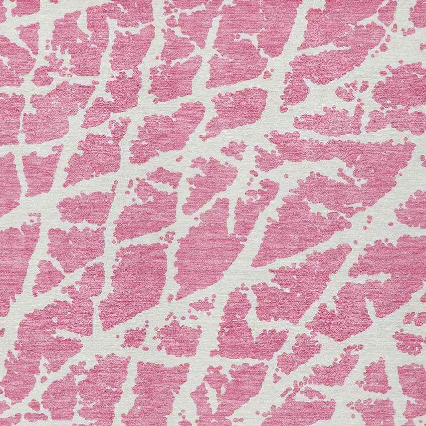 Pink and Ivory Abstract Washable Non Skid Indoor Outdoor Area Rug Photo 8