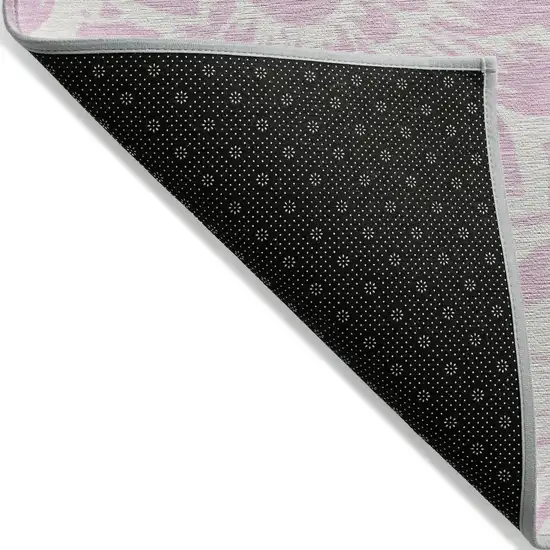 3' X 4' Pink and Ivory Floral Washable Non Skid Indoor Outdoor Area Rug Photo 6