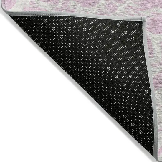 Pink and Ivory Floral Washable Non Skid Indoor Outdoor Area Rug Photo 6