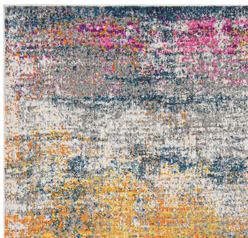 3' X 5' Pink and Orange Abstract Power Loom Area Rug Photo 8