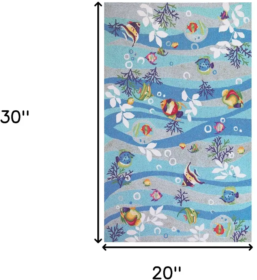 1' X 2' Polyester Blue Area Rug Photo 7