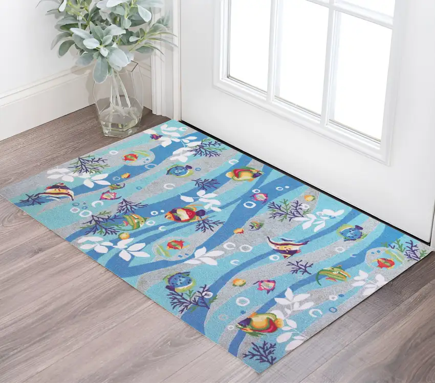 Blue Hand Tufted Area Rug Photo 1