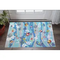 Photo of 1' X 2' Polyester Blue Area Rug