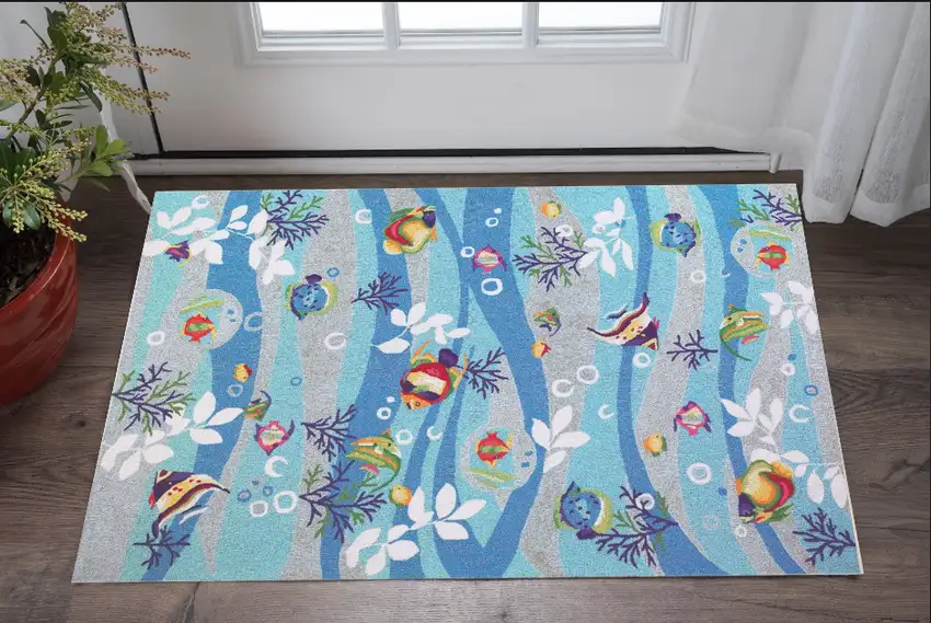 1' X 2' Polyester Blue Area Rug Photo 1