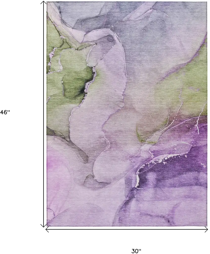 3' X 4' Purple Abstract Washable Non Skid Indoor Outdoor Area Rug Photo 3