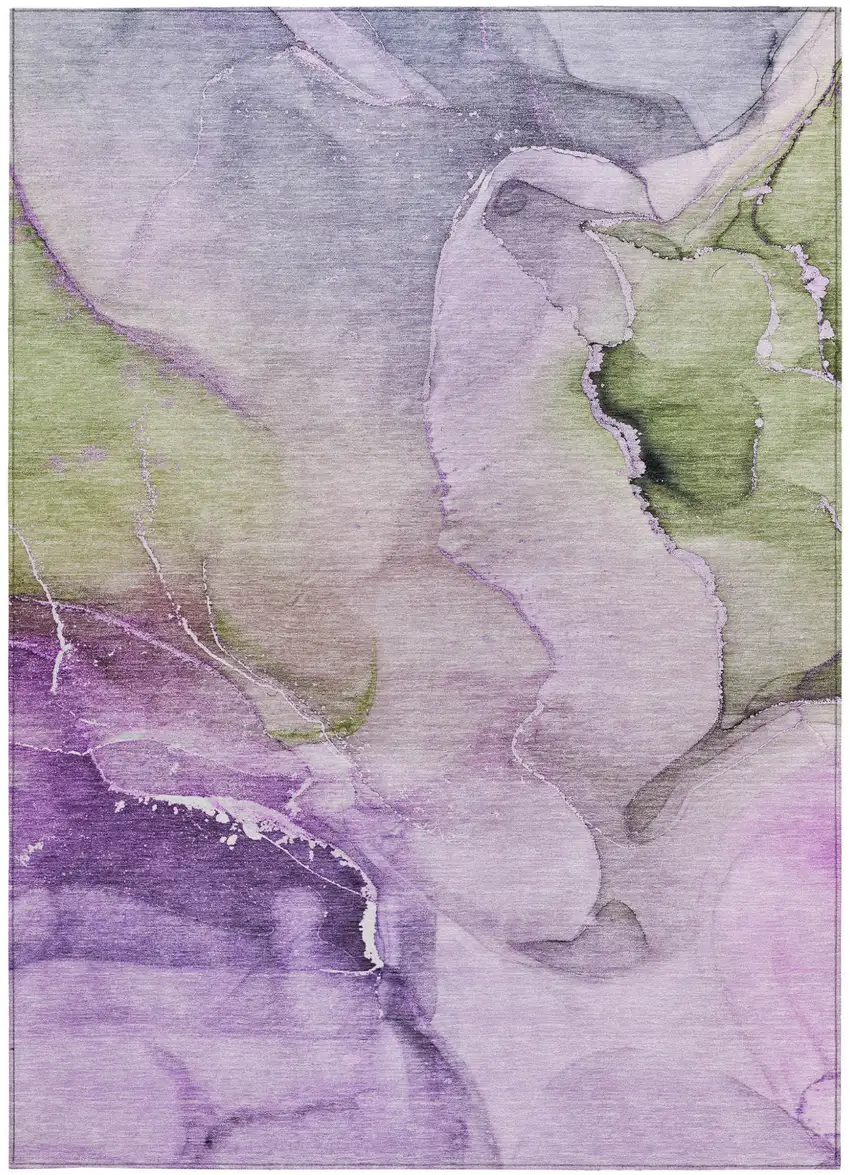 Purple Abstract Washable Non Skid Indoor Outdoor Area Rug Photo 4