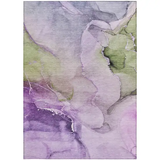 3' X 5' Purple Abstract Washable Non Skid Indoor Outdoor Area Rug Photo 5