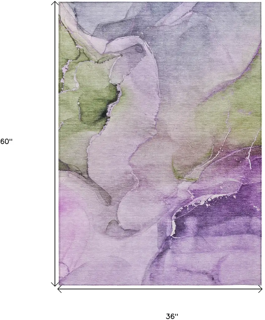 3' X 5' Purple Abstract Washable Non Skid Indoor Outdoor Area Rug Photo 3
