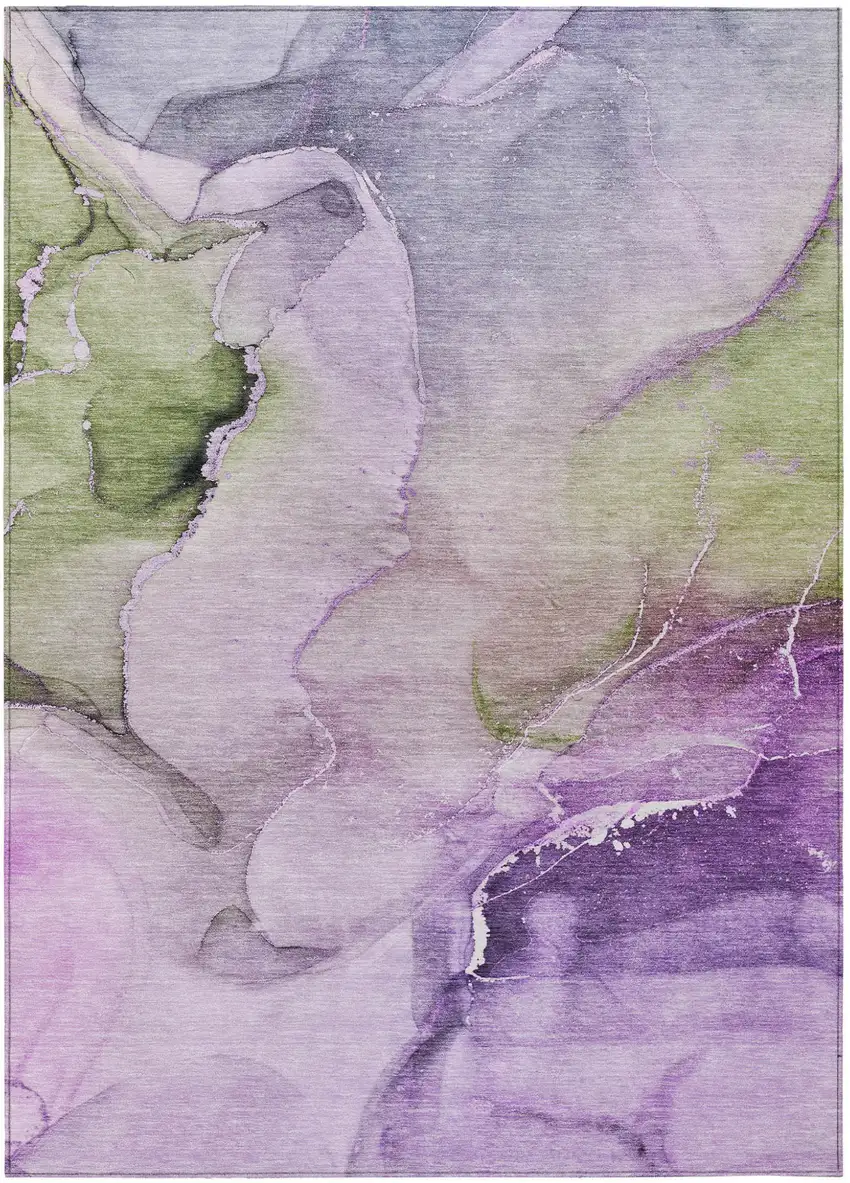 3' X 5' Purple Abstract Washable Non Skid Indoor Outdoor Area Rug Photo 2