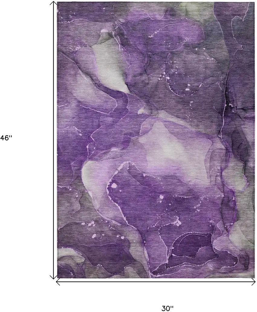 3' X 4' Purple Abstract Washable Non Skid Indoor Outdoor Area Rug Photo 3