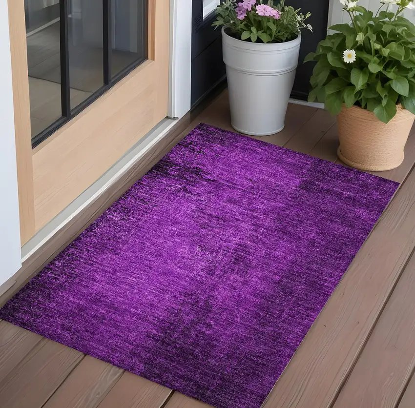 Purple Abstract Washable Non Skid Indoor Outdoor Area Rug Photo 1