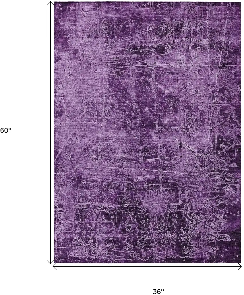 Purple Abstract Washable Non Skid Indoor Outdoor Area Rug Photo 3