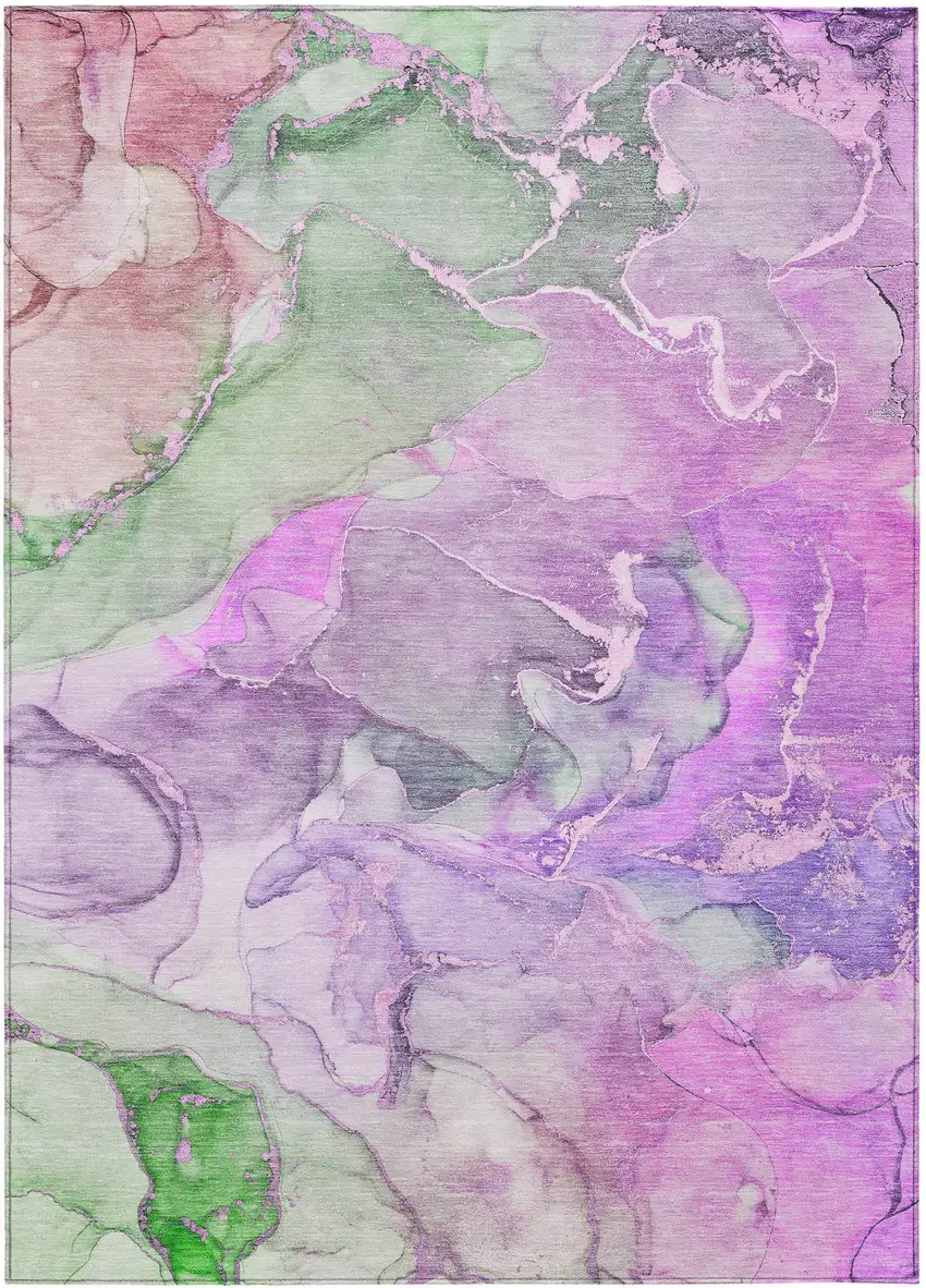 3' X 4' Purple Abstract Washable Non Skid Indoor Outdoor Area Rug Photo 2