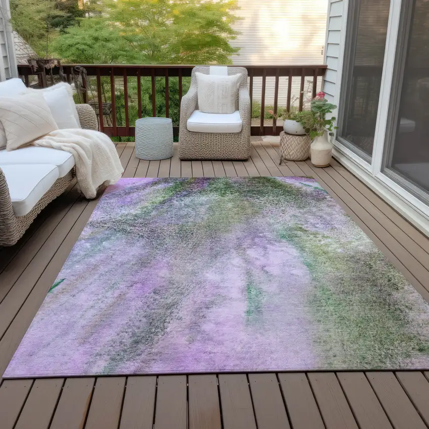 Purple Abstract Washable Non Skid Indoor Outdoor Area Rug Photo 9