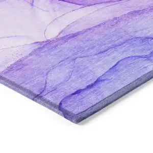Photo of 3' X 5' Purple Abstract Washable Non Skid Indoor Outdoor Area Rug