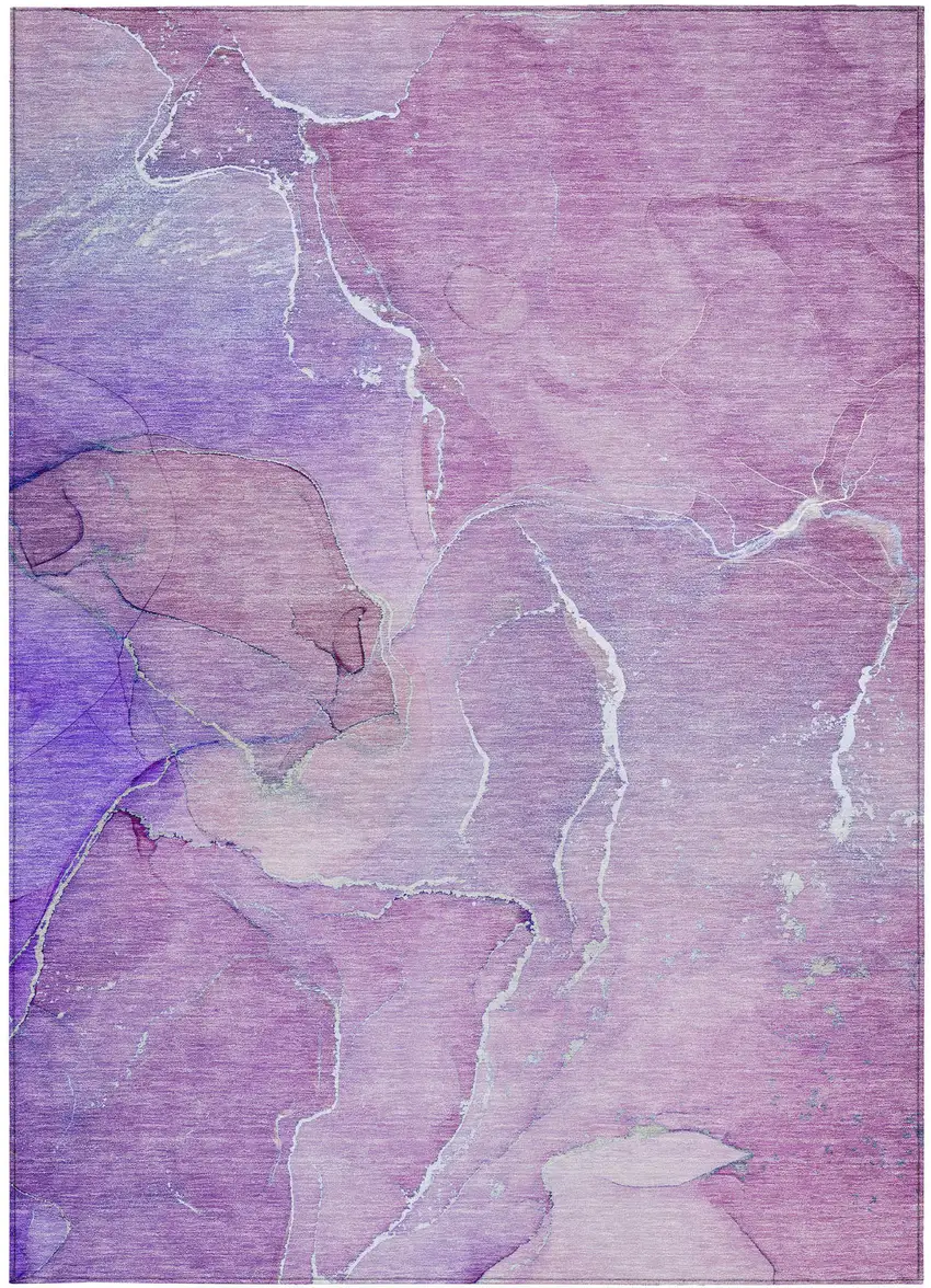 Purple Abstract Washable Non Skid Indoor Outdoor Area Rug Photo 7